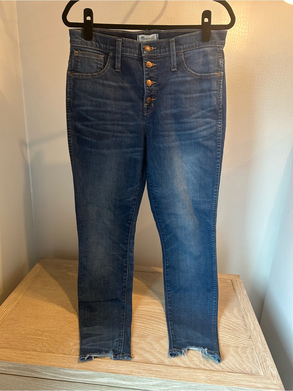 Madewell Button-Fly High-Rise Cropped Skinny Jeans - Blue